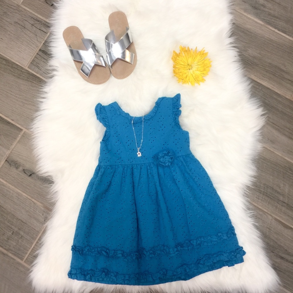 Chaps Toddler Girl Blue Ruffled Dress Size 3T